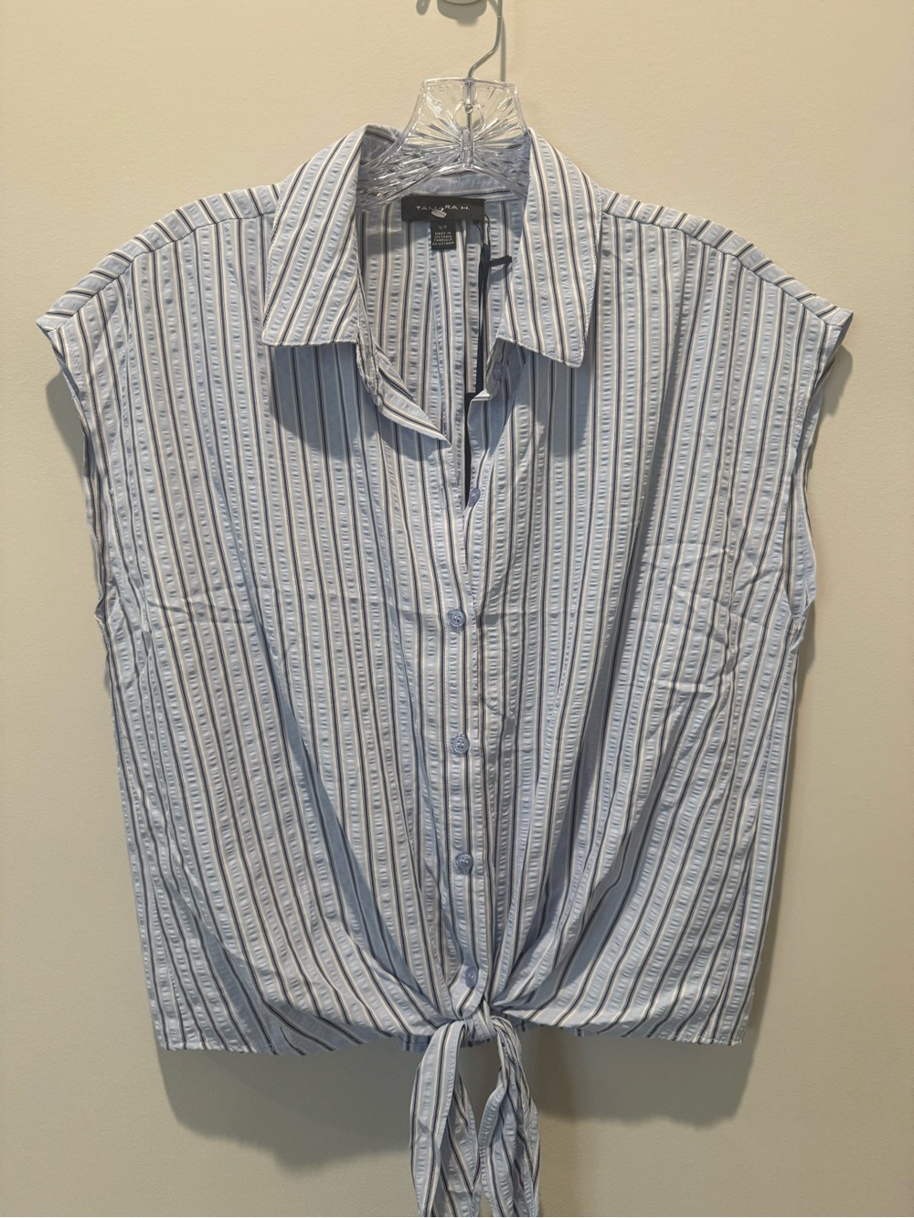 New Kensie light blue Striped Tie-Front summer Top